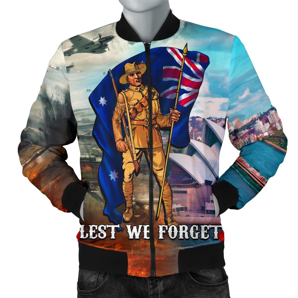 ANZAC Men's Bomber Jacket - Australian Soldier - Vibe Hoodie Shop