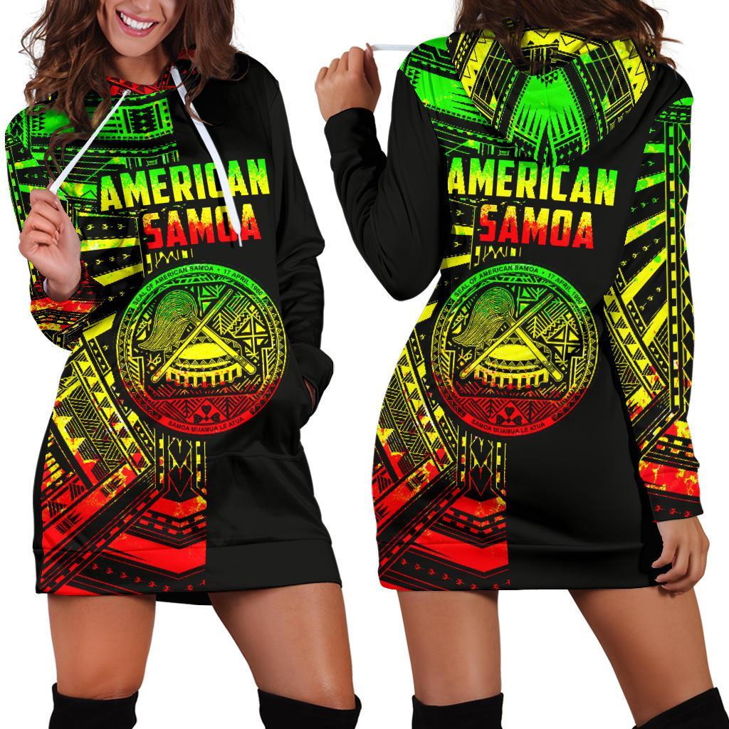 American Samoa Women's Hoodie Dress Reggae - Half Style - Vibe Hoodie Shop