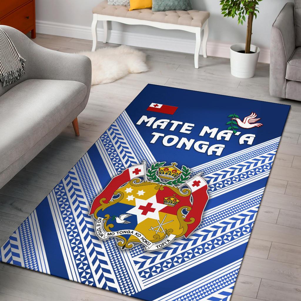 Mate Ma'a Tonga Rugby Area Rug Polynesian Creative Style - Blue - Vibe Hoodie Shop