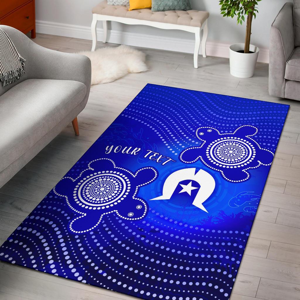 Custom Torres Strait Islanders Area Rug - Torres Symbol With Indigenous Turtle - Vibe Hoodie Shop