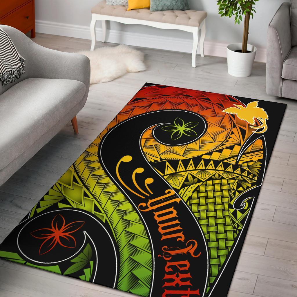 Papua New Guinea Personalised Area Rug - PNG Bird And Polynesian Decorative Pattern - Vibe Hoodie Shop