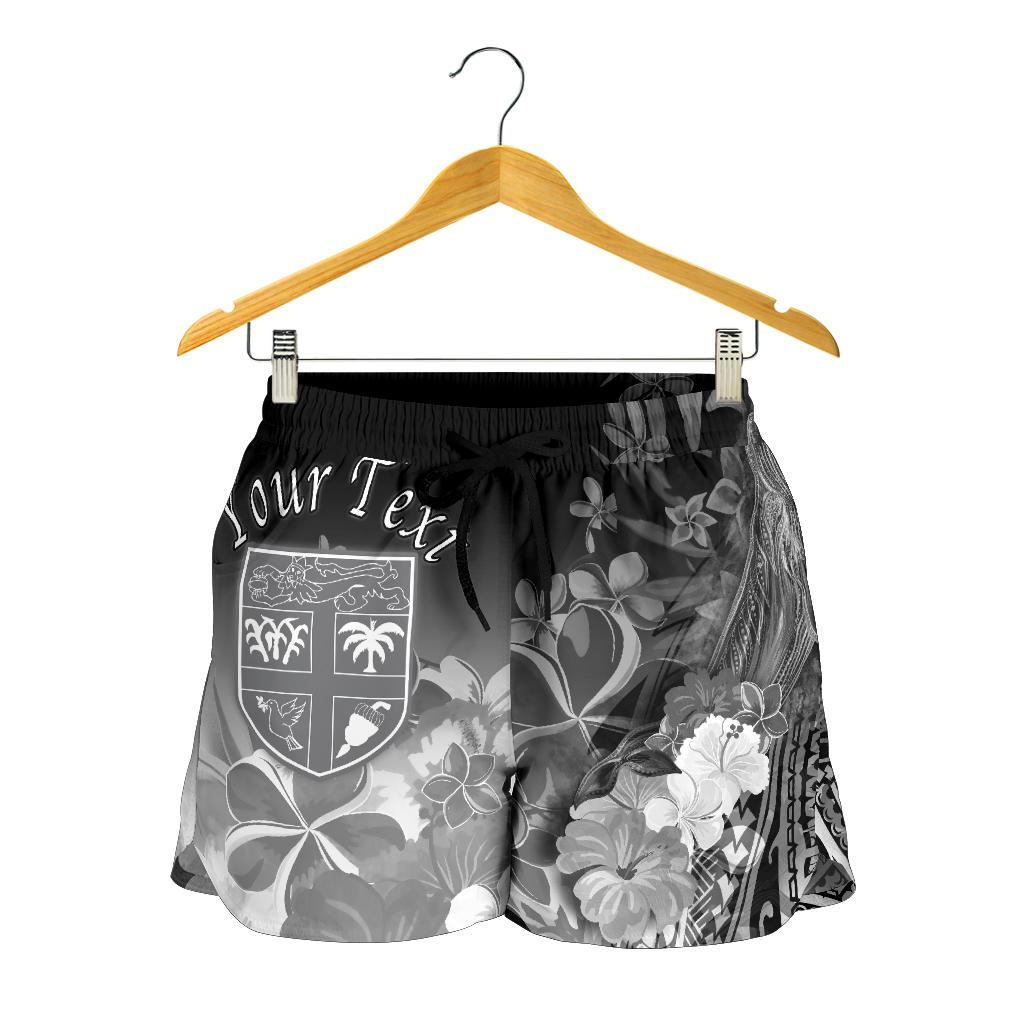 fiji-custom-personalised-womens-shorts-humpback-whale-with-tropical-flowers-white