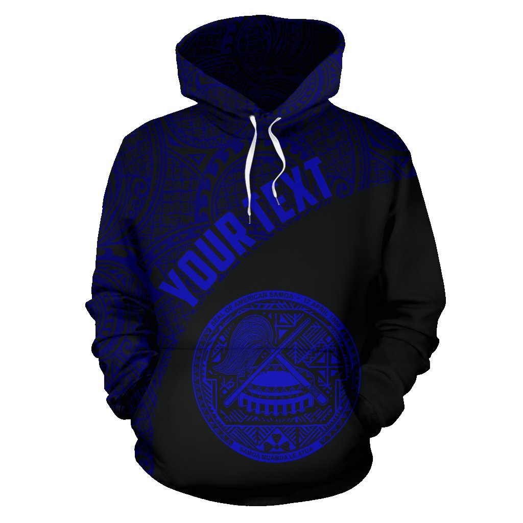 American Samoa Hoodie Coat Of Arms Polynesian Wave Blue (Custom) - Vibe Hoodie Shop