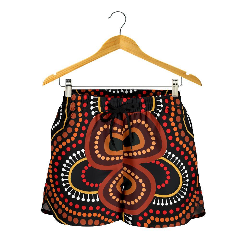 aboriginal-womens-short-aboriginal-dot-painting-flowers-style-ver02