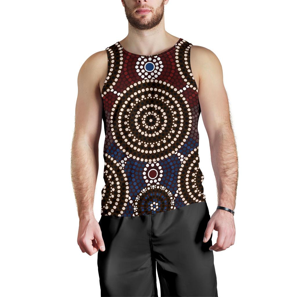 Men Tank Top - Aboriginal Dot Painting Mens Tank Ver08 - Vibe Hoodie Shop