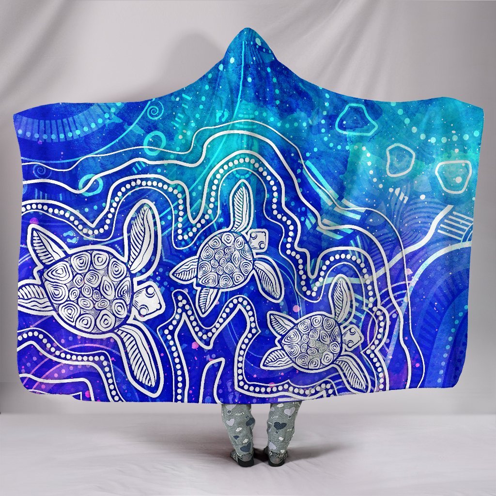 aboriginal-hooded-blanket-sea-turtle-with-indigenous-patterns-blue