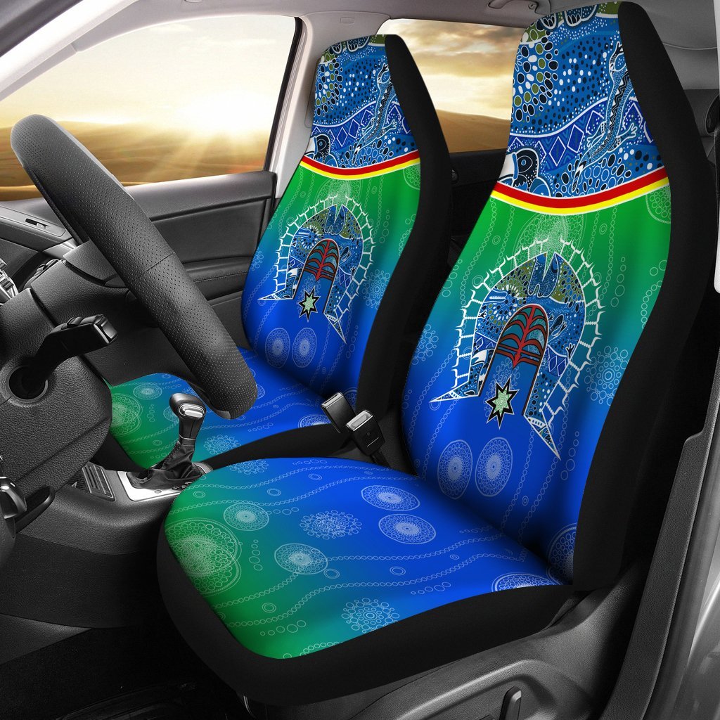 Car Seat Covers - Torres Strait Symbol With Aboriginal Patterns - Vibe Hoodie Shop