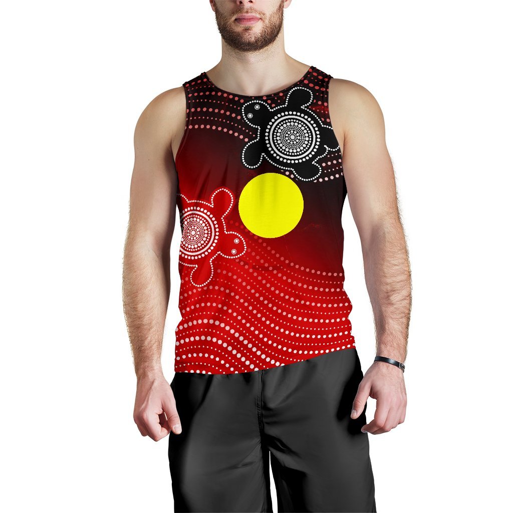 Aboriginal Men's Tank Top - Indigenous Circle Dot Painting Style - - Vibe Hoodie Shop