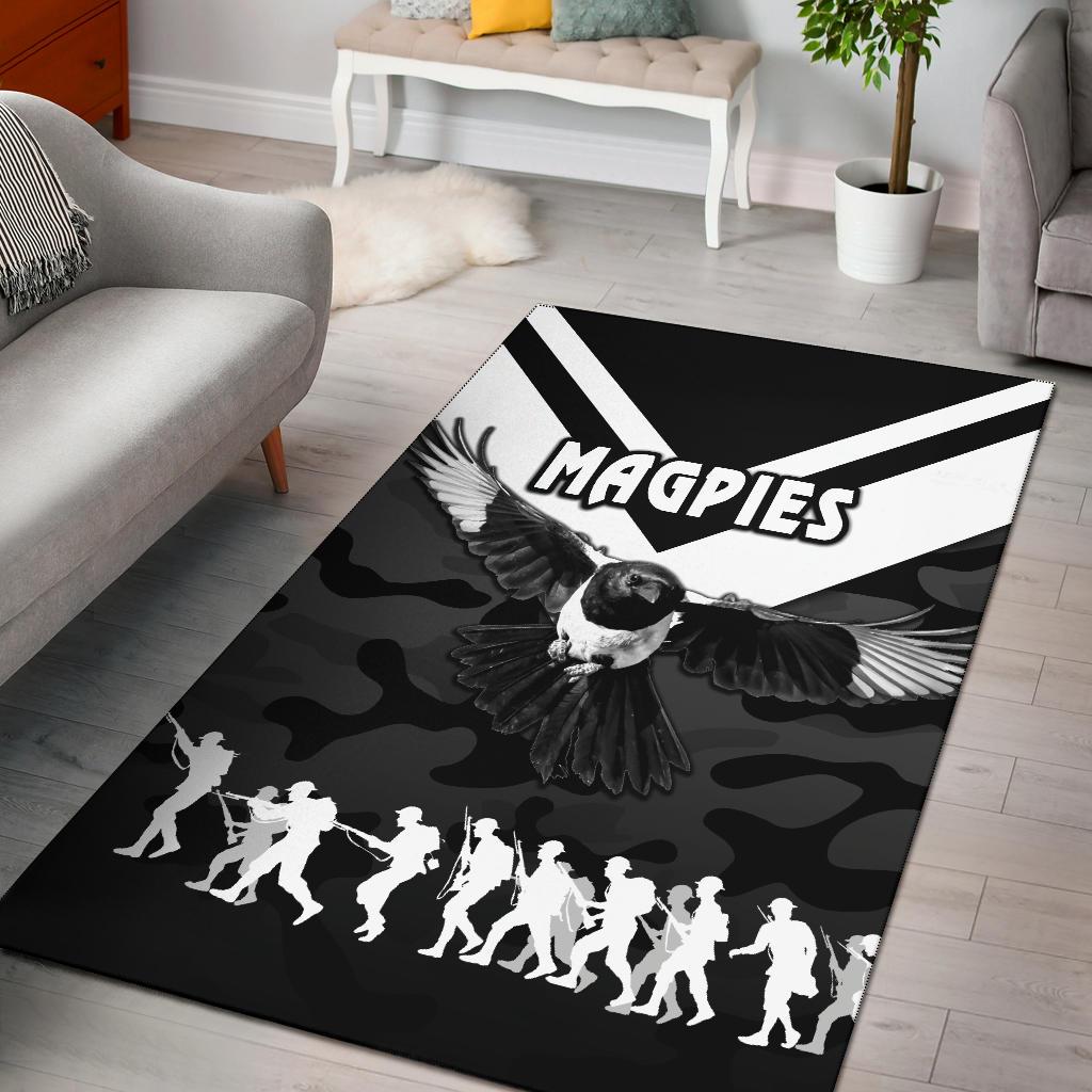 Western Suburbs Magpies Area Rug ANZAC Vibes - Black - Vibe Hoodie Shop