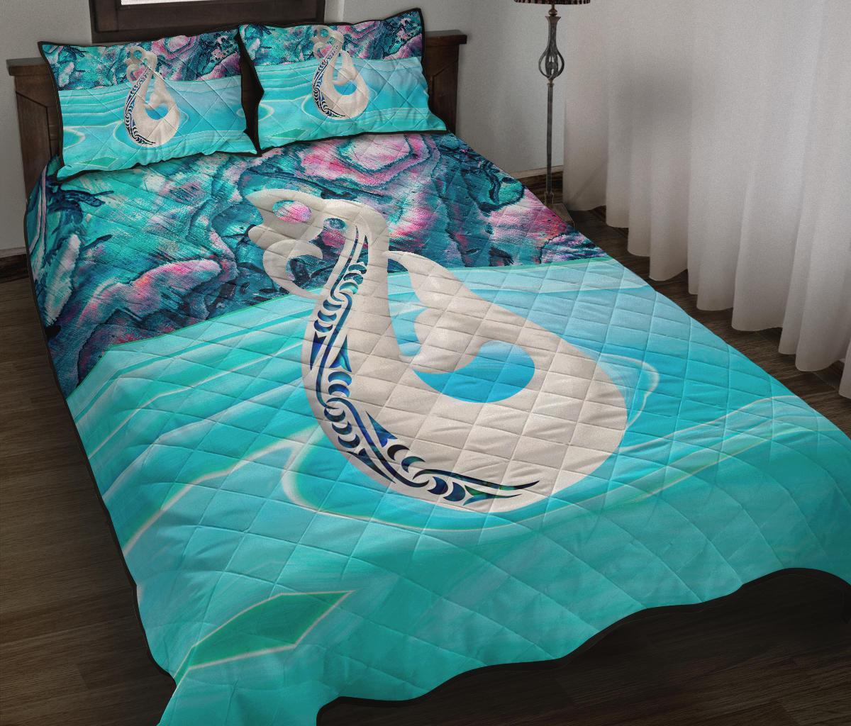 New Zealand Quilt Bed Set, Maori Manaia And Paua Shell Quilt Pillow Cover - Vibe Hoodie Shop