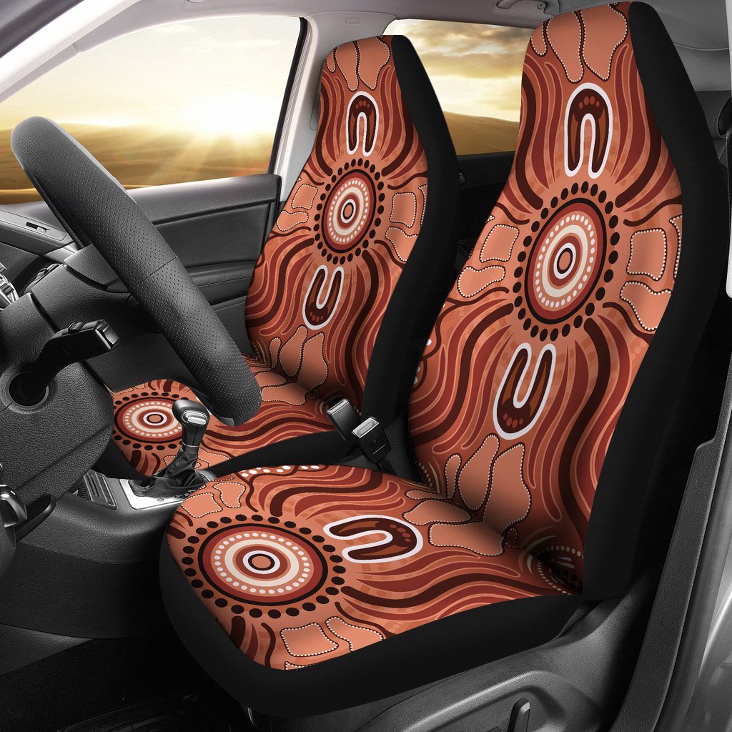 Aboriginal Car Seat Covers - Indigenous Art Patterns Ver02 - Vibe Hoodie Shop
