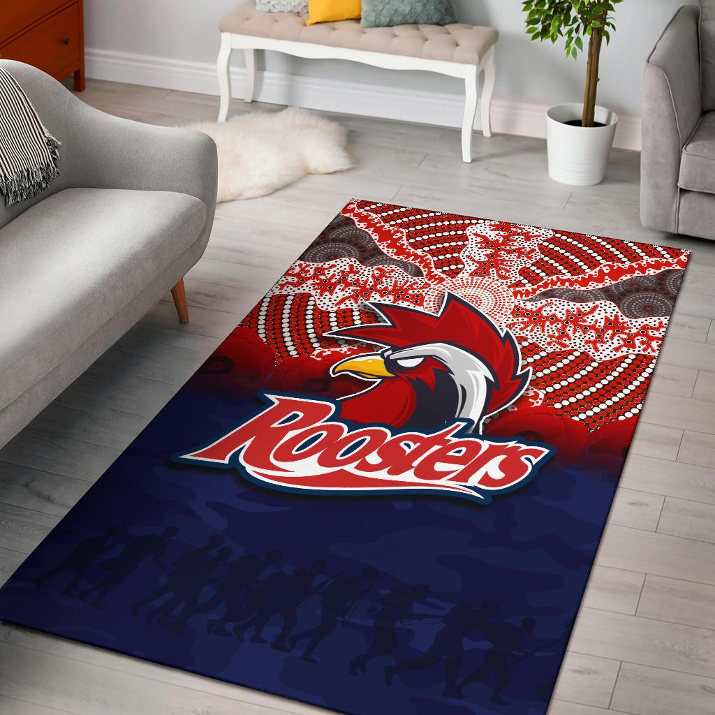 Roosters Area Rug ANZAC Day Aboriginal - Vibe Hoodie Shop