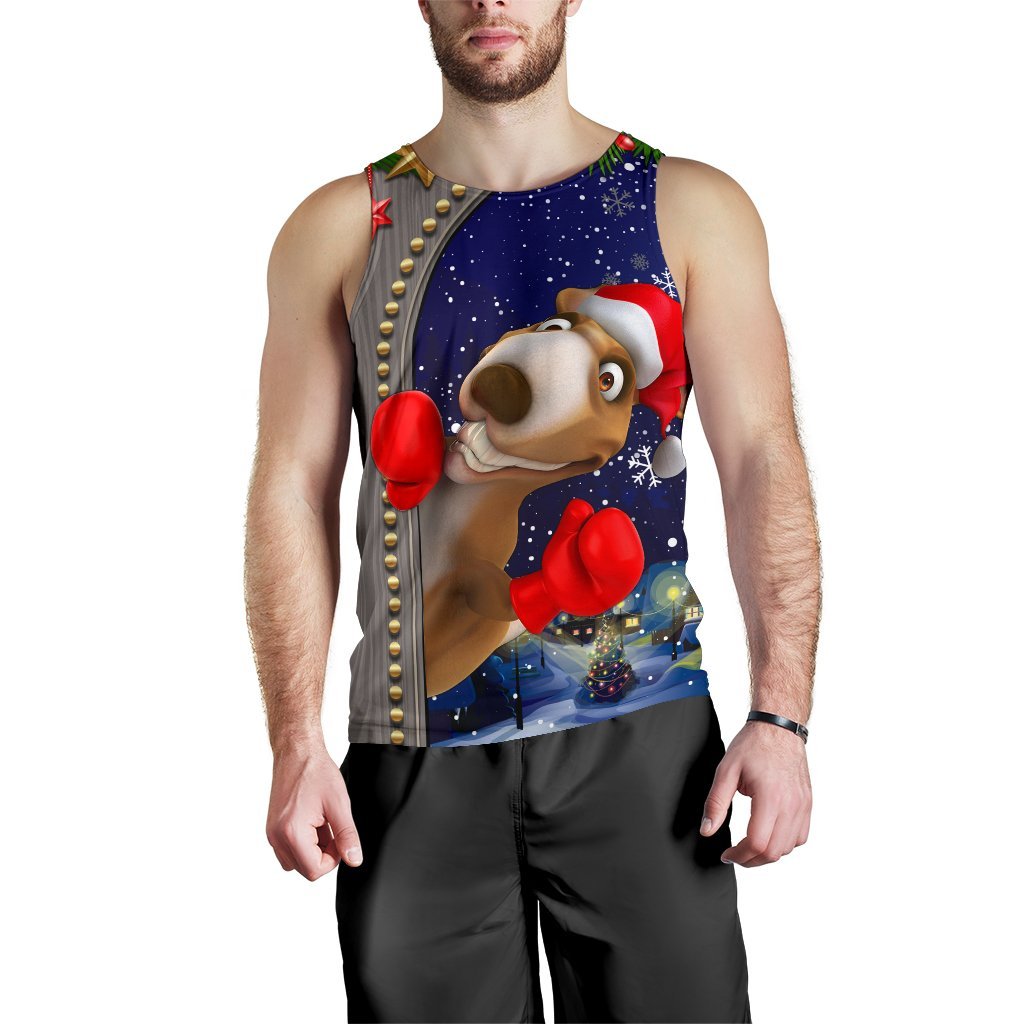 Christmas Men's Tank Top - Funny Kangaroo Christmas - - Vibe Hoodie Shop