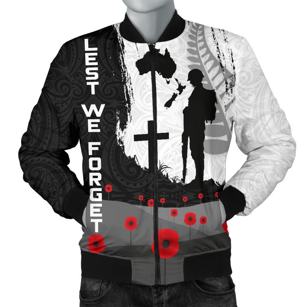 ANZAC Day Men Bomber Jacket, New Zealand Australia Lest We Forget - Vibe Hoodie Shop