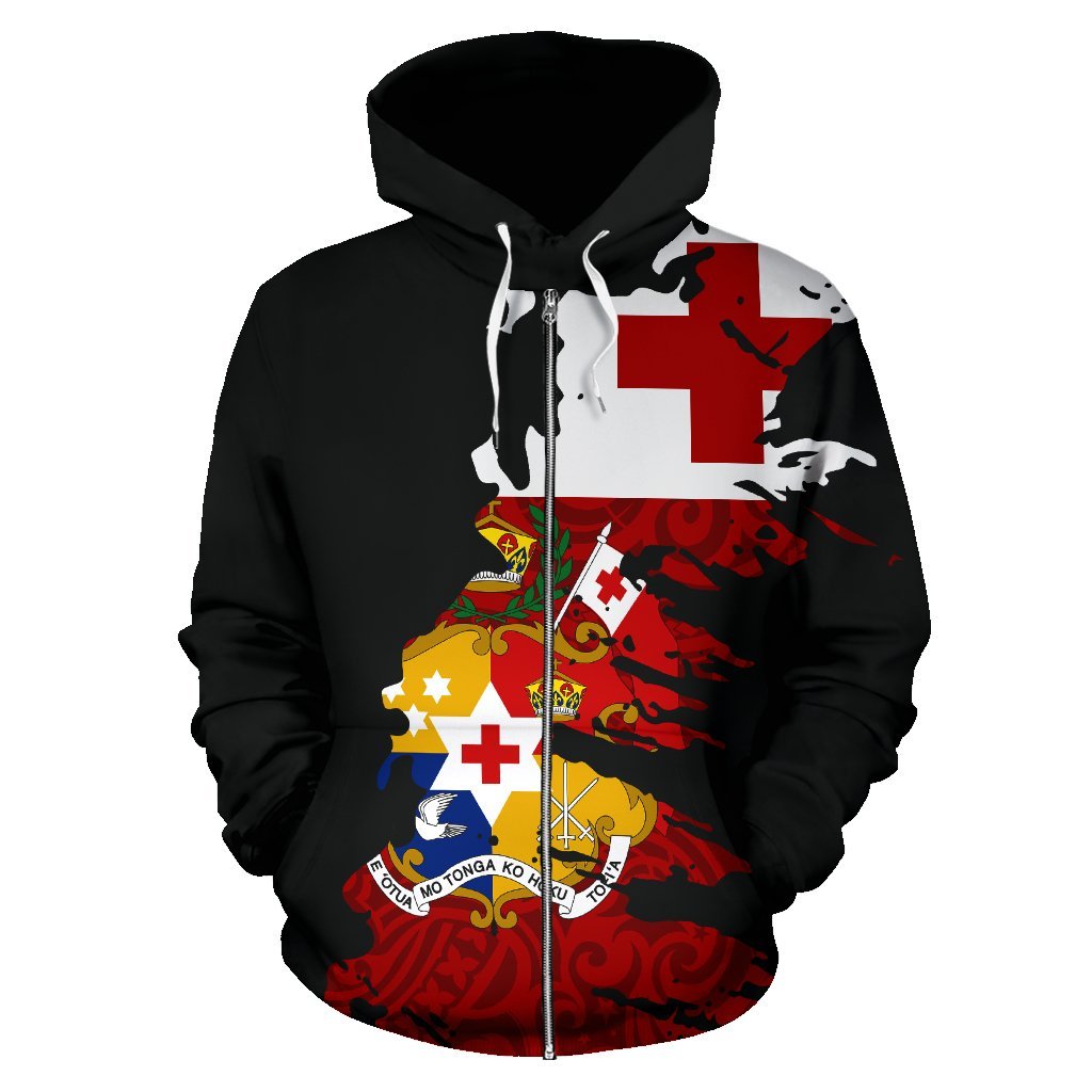 Zip Up Hoodie Tonga Painting Polynesian Zip Up Hoodie 01 - Vibe Hoodie Shop