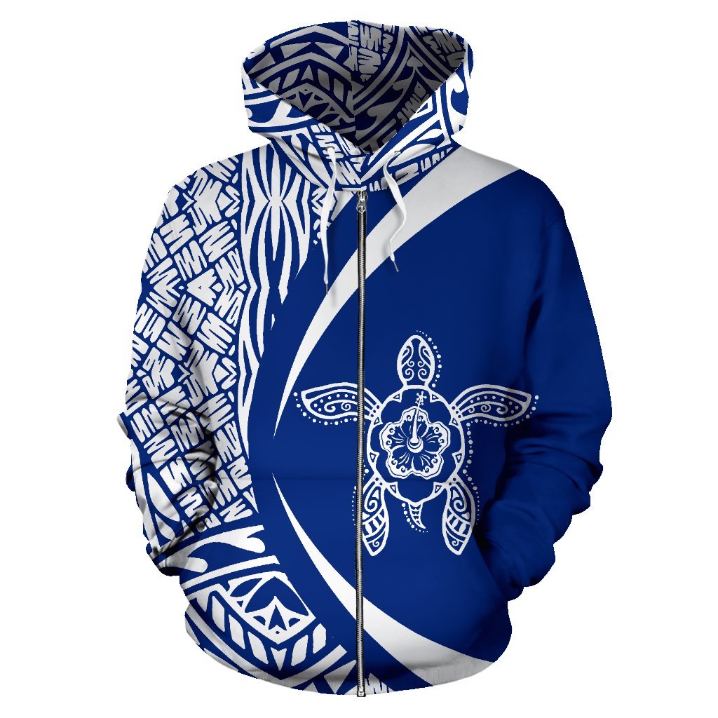 American Samoa Turtle Polynesian Zip Up Hoodie - Circle Style 07 - Vibe Hoodie Shop