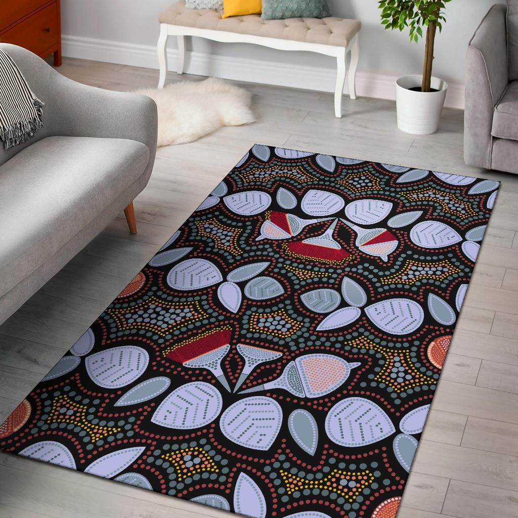 Area Rug - Aboriginal Eucalyptus Seamless Pattern - Vibe Hoodie Shop