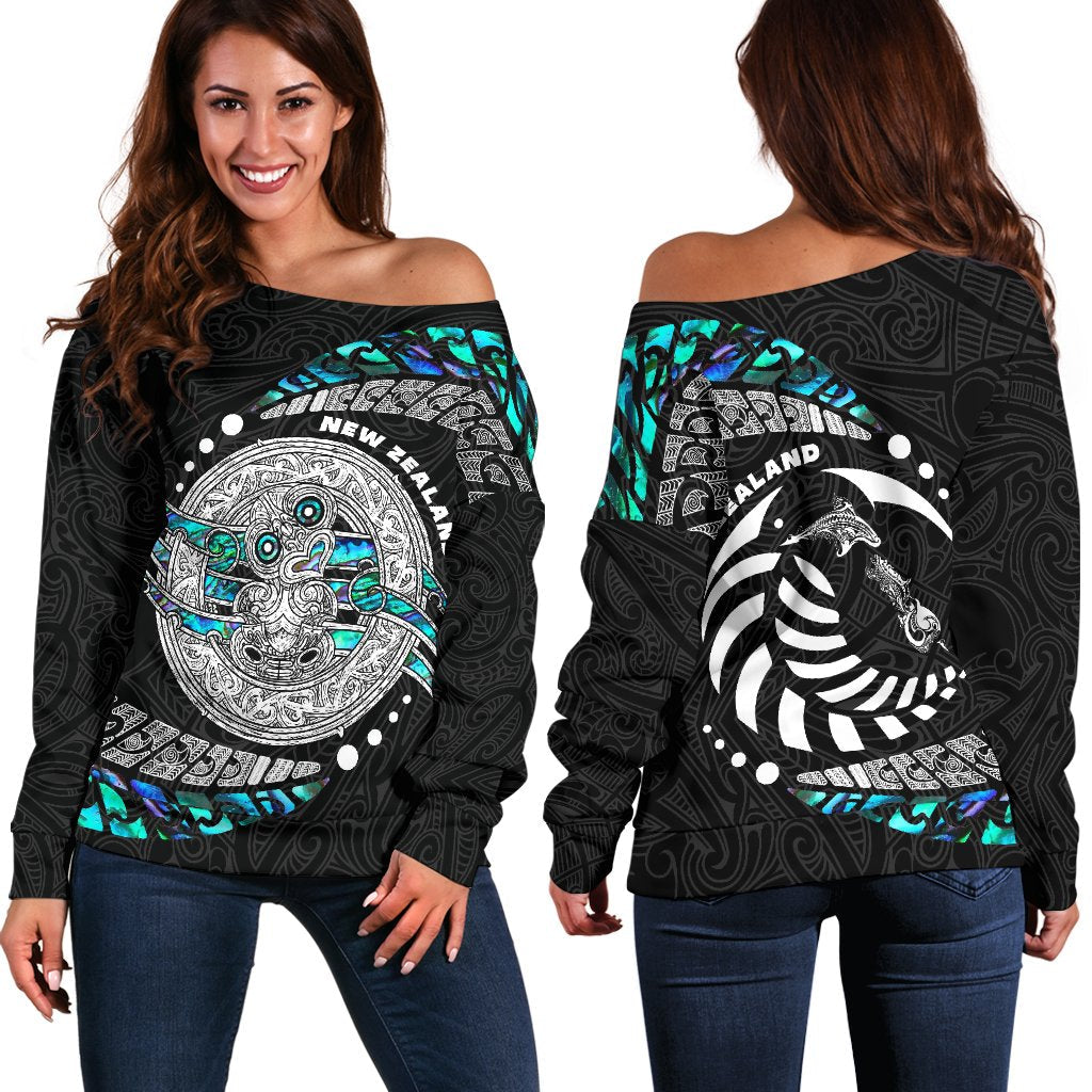 Maori New Zealand Women's Off Shoulder Sweater Hei Tiki Sport Style - Vibe Hoodie Shop