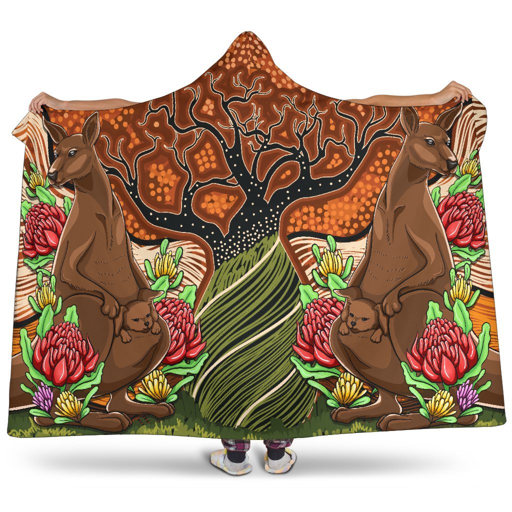 aboriginal-hooded-blanket-kangaroo-with-indigenous-tree