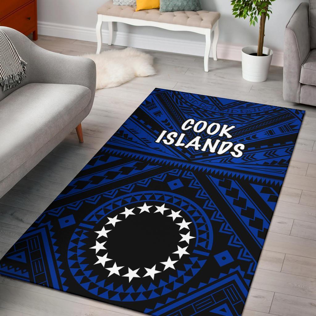 Cook Islands Area Rug - Seal With Polynesian Tattoo Style (Blue) - Vibe Hoodie Shop