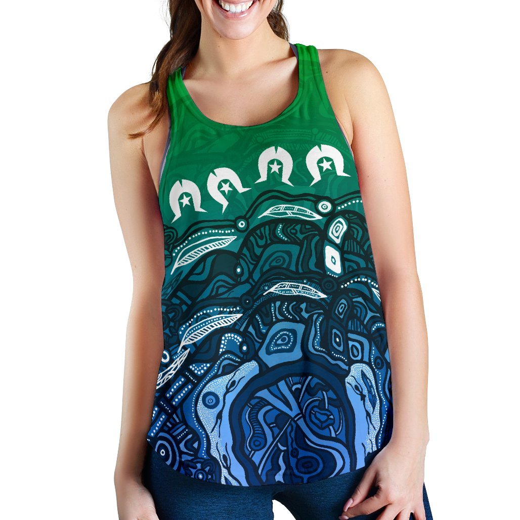 Torres Strait Islands Women's Racerback Tank - Blue - Vibe Hoodie Shop