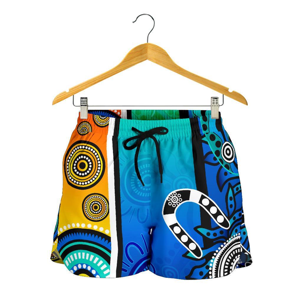 aboriginal-womens-shorts-indigenous-turtle-dot-painting-art