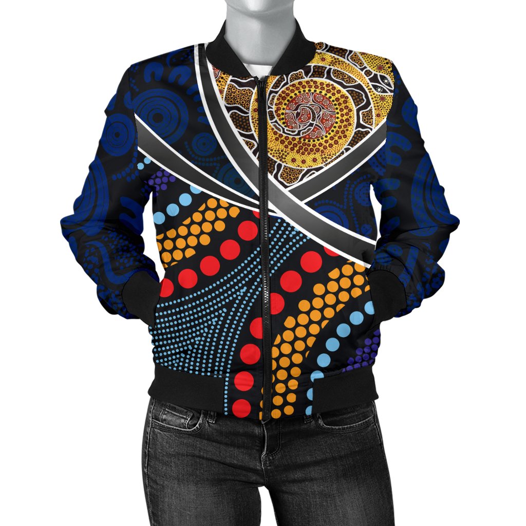 Aboriginal Bomber Jacket - Aboriginal Dot Panting Art With Snake - Vibe Hoodie Shop