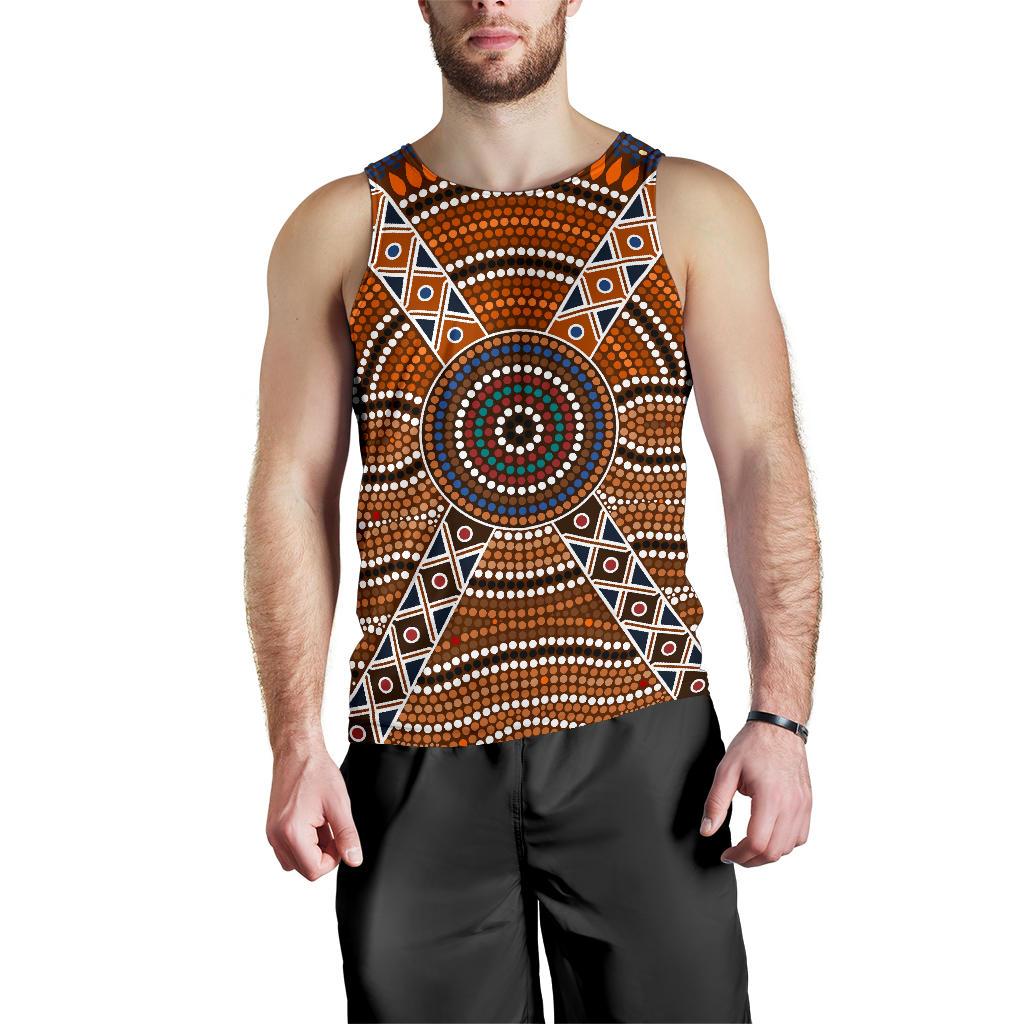 Men Tank Top - Aboriginal Dot Painting Mens Tank Ver01 - Vibe Hoodie Shop