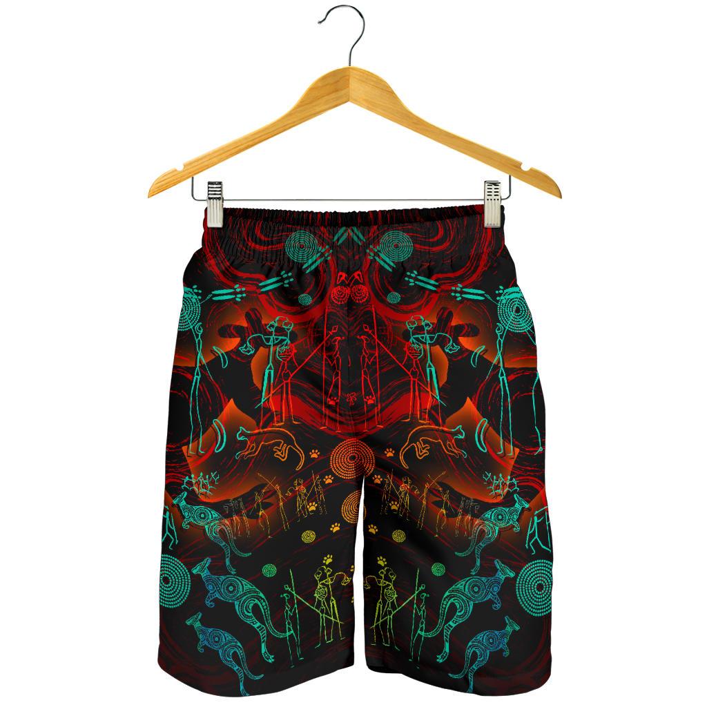 Men's Shorts, Kangaroo Adults Indigenous Art - Vibe Hoodie Shop