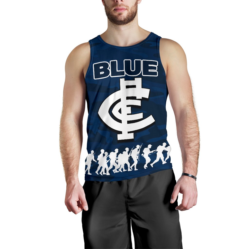 Carlton Blues Men's Tank Top ANZAC Day Army Patterns - Vibe Hoodie Shop