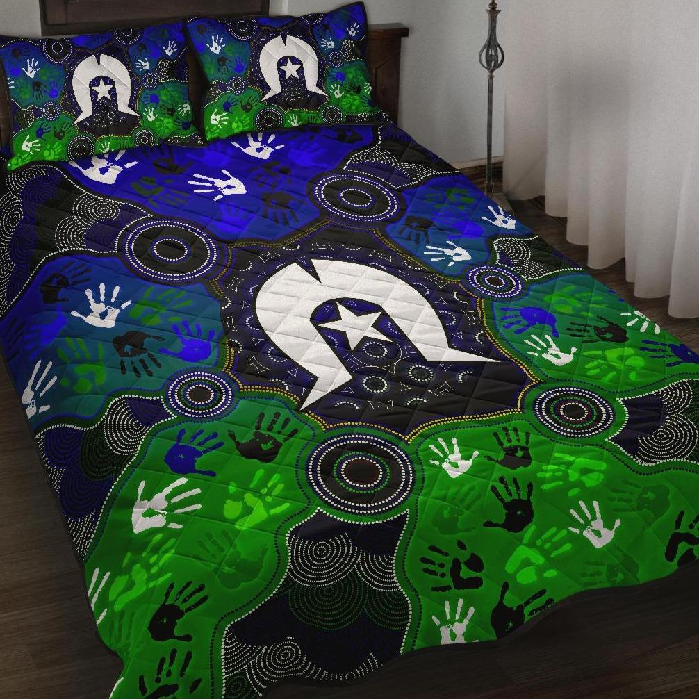 Aboriginal Quilt Bed Set - Torres Strait Symbol With Indigenous Patterns - Vibe Hoodie Shop