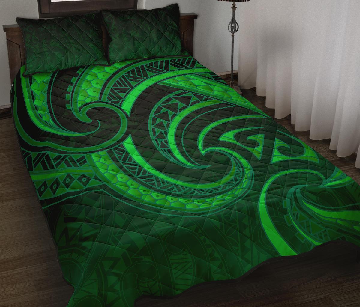 New Zealand Maori Mangopare Quilt Bed Set Polynesian - Green - Vibe Hoodie Shop