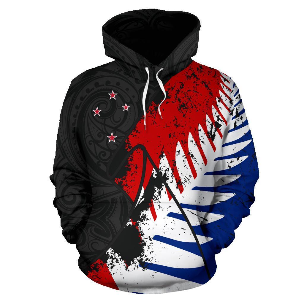 New Zealand Maori Hoodie, Silver Fern Flag Pullover Hoodie - Vibe Hoodie Shop