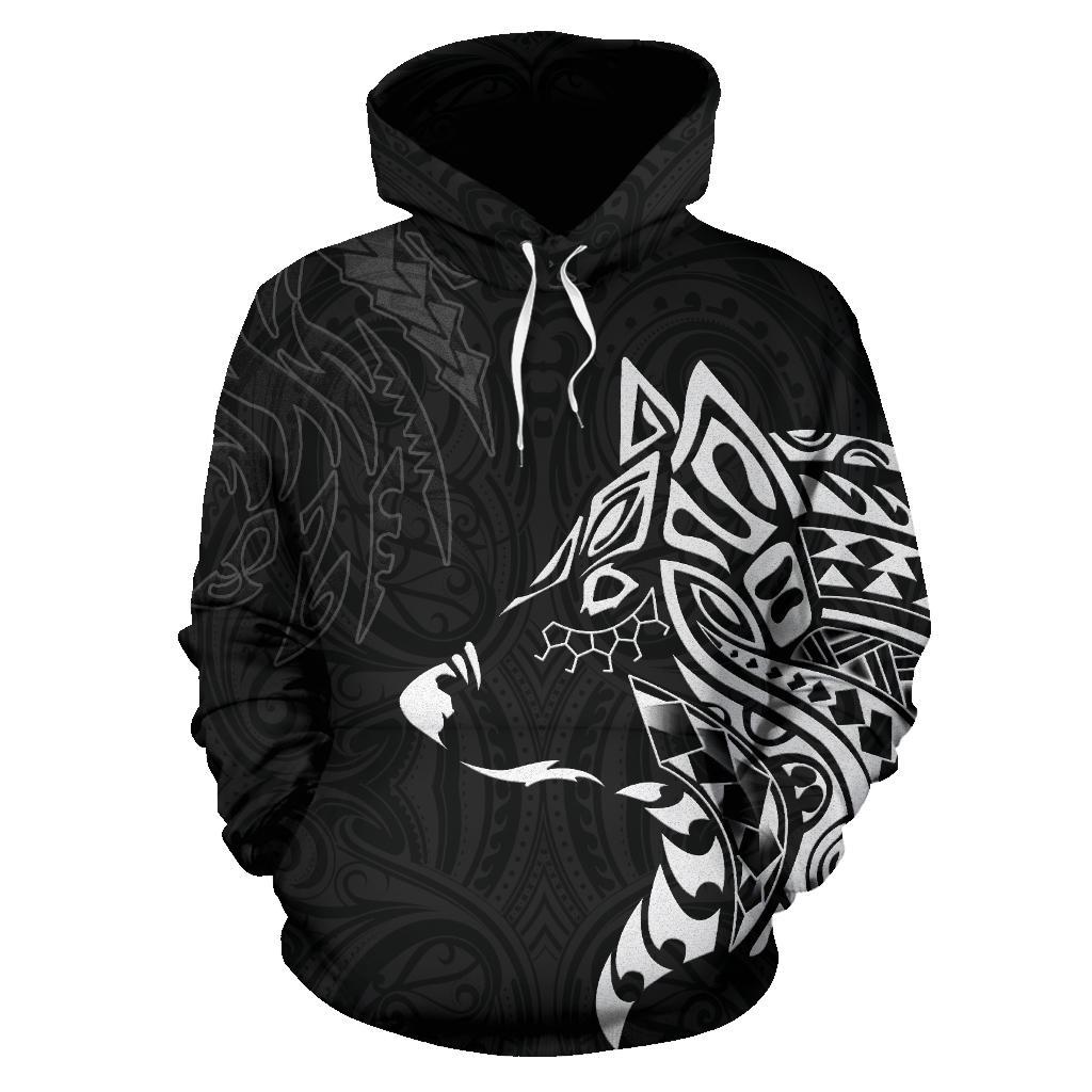 New Zealand Maori Tattoo Hoodie, Wolf Tattoo Pullover Hoodie 02 - Vibe Hoodie Shop