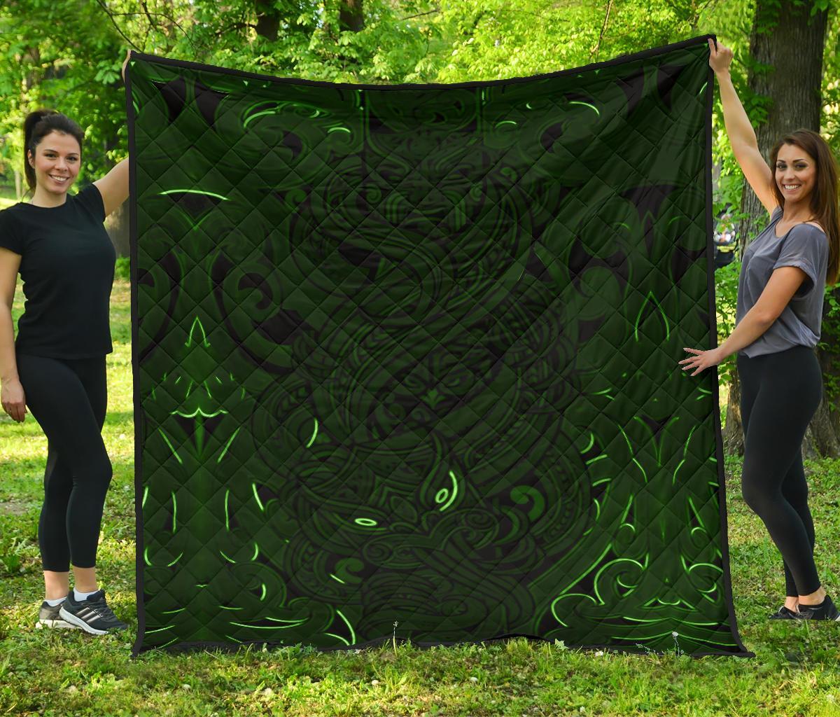 New Zealand Premium Quilt, Maori Gods Tumatauenga (God Of War) - Green - Vibe Hoodie Shop