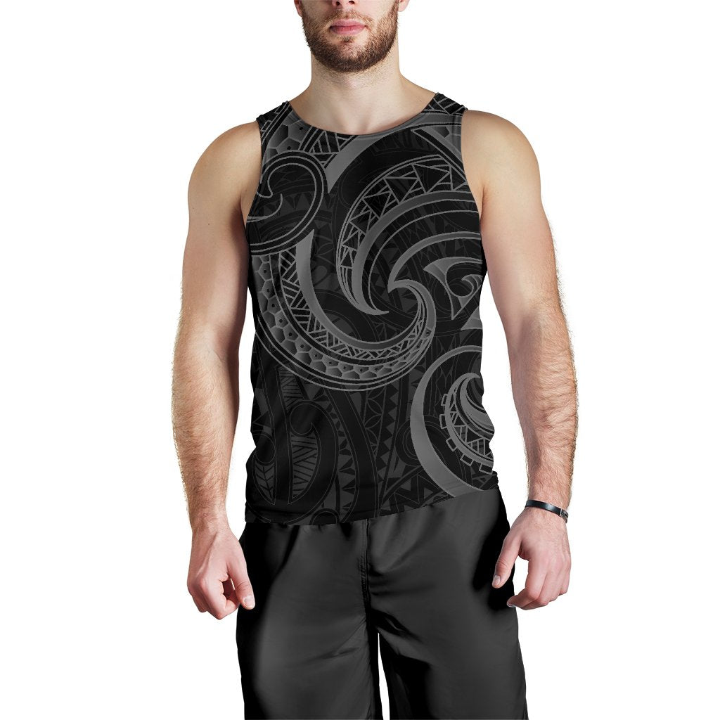 New Zealand Maori Mangopare Men Tank Top Polynesian - Black - Vibe Hoodie Shop