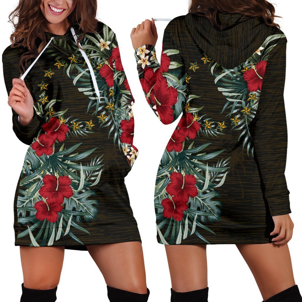 Cook Islands Hibiscus Hoodie Dress - Vibe Hoodie Shop