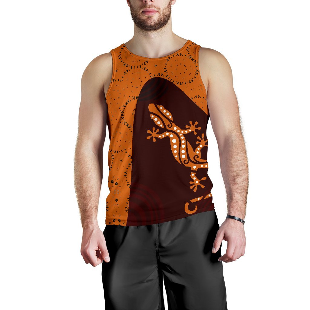 Aboriginal Men's Tank Top - Lizard in Aboriginal Dreaming - Vibe Hoodie Shop