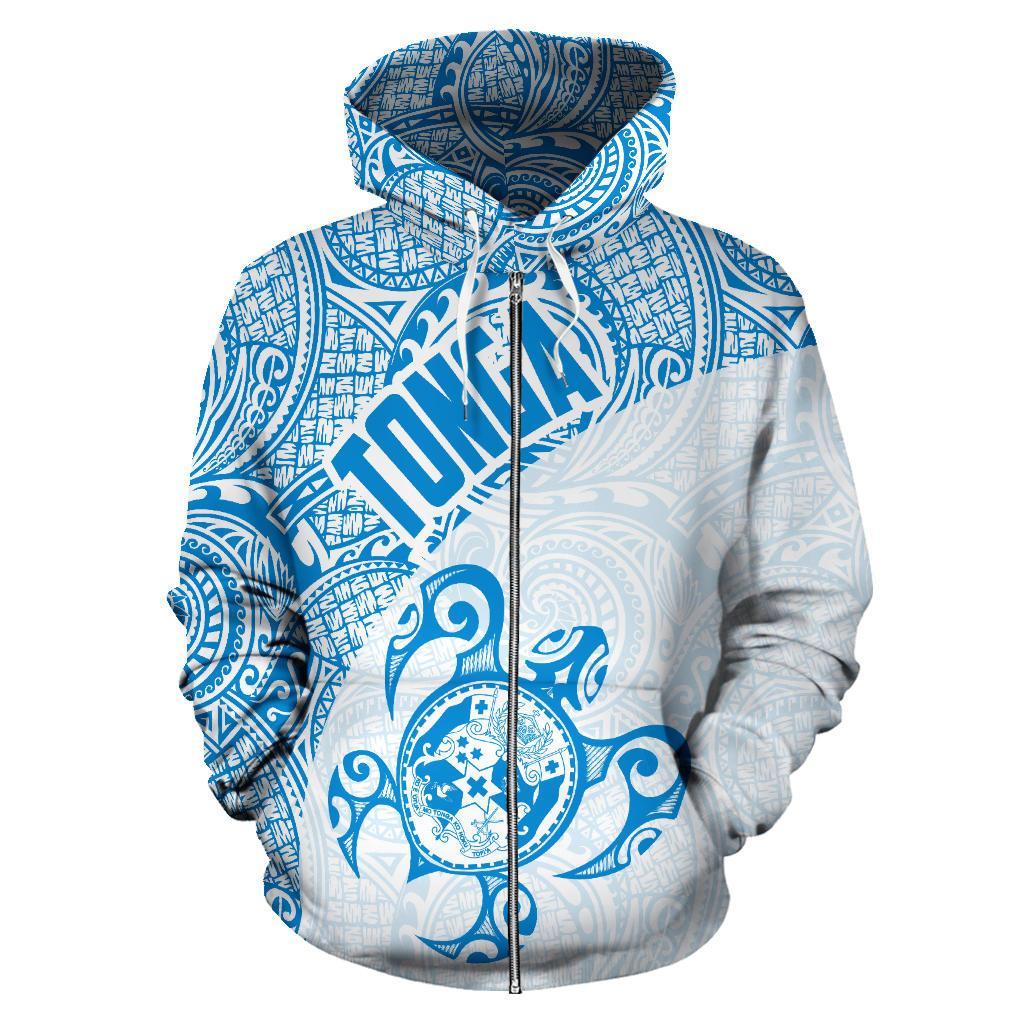 Zip Up Hoodie Tonga Coat Of Arms Turtle Polynesian Pattern 09 - Vibe Hoodie Shop