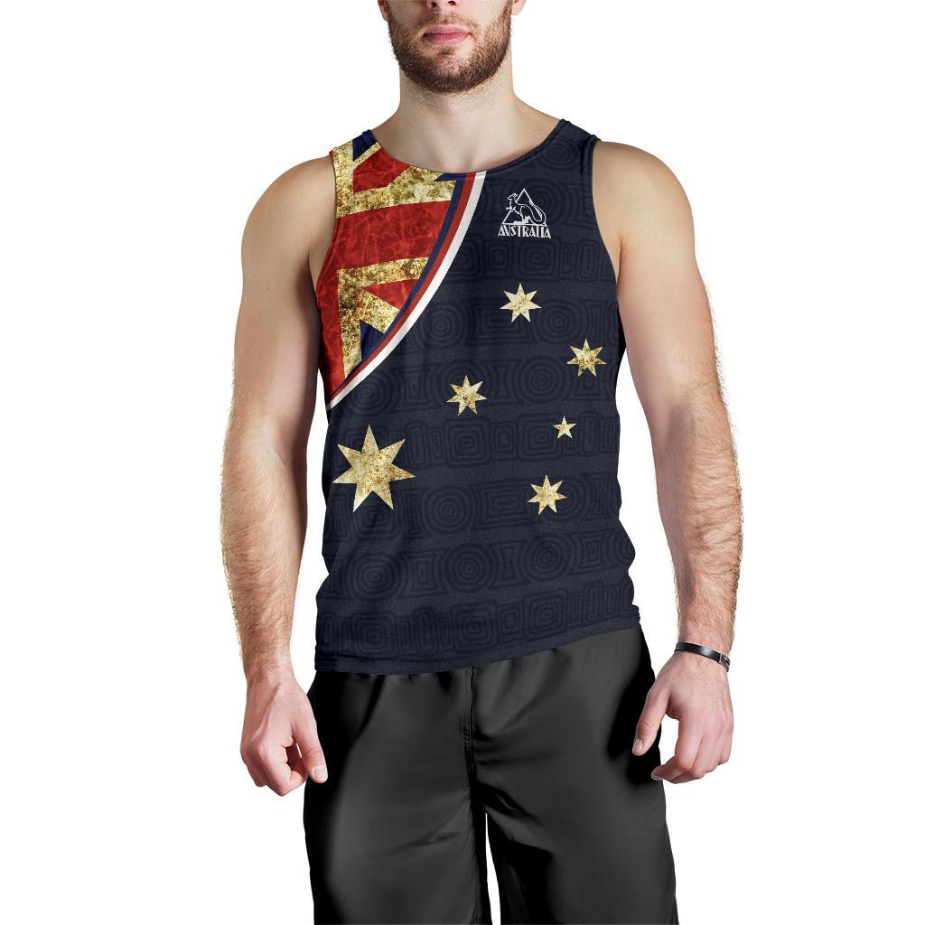 Men Tank Top - Aus Flag Mens Tank Vintage Kangaroo Symbol - Vibe Hoodie Shop