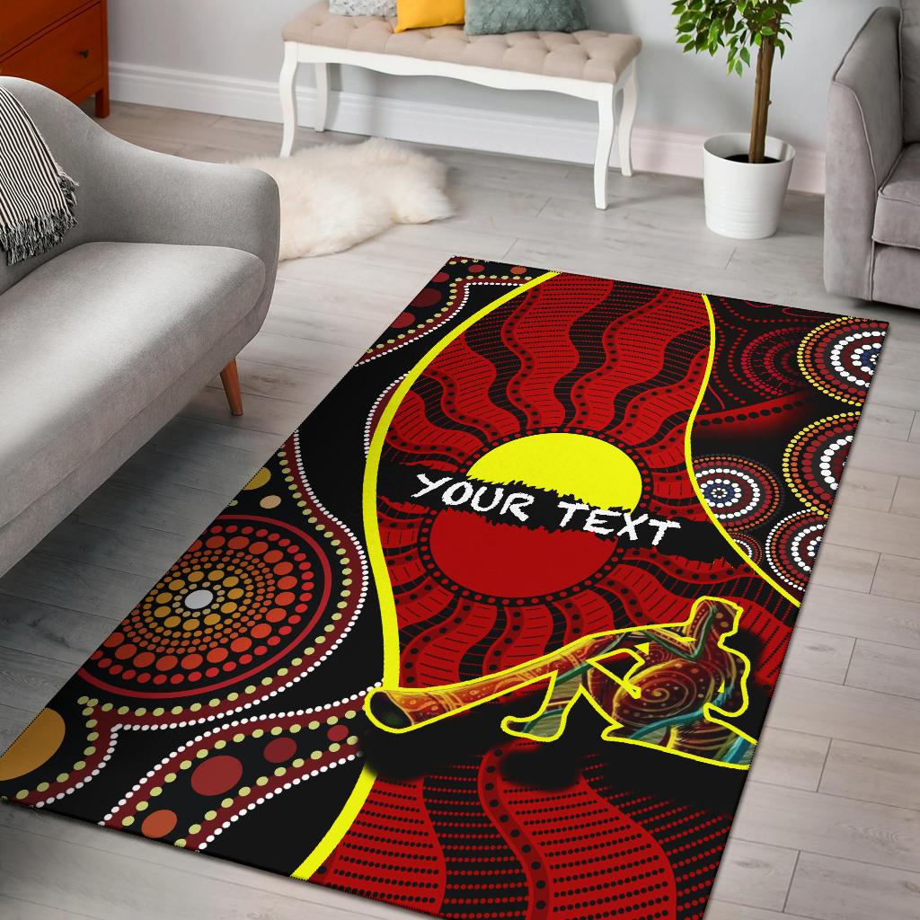 Custom Area Rug - Australia Aboriginal Dots With Didgeridoo - Vibe Hoodie Shop