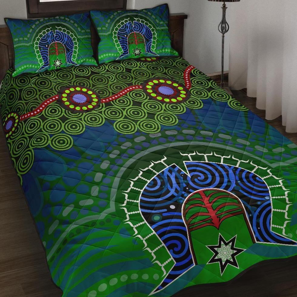 Torres Strait Quilt Bed Set - Dhari And Dot Patterns - Vibe Hoodie Shop