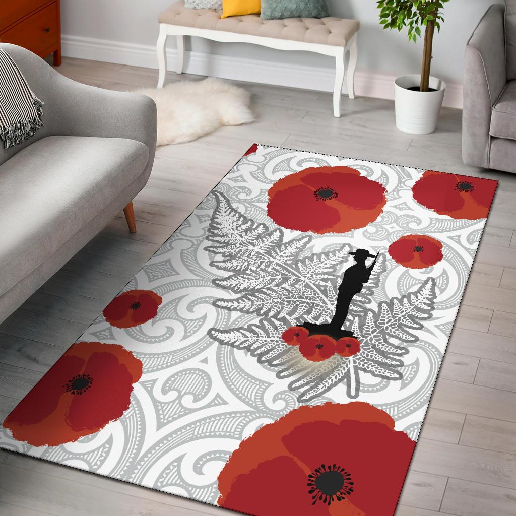 ANZAC Maori Area Rug Silver Fern Lest For Get - Vibe Hoodie Shop