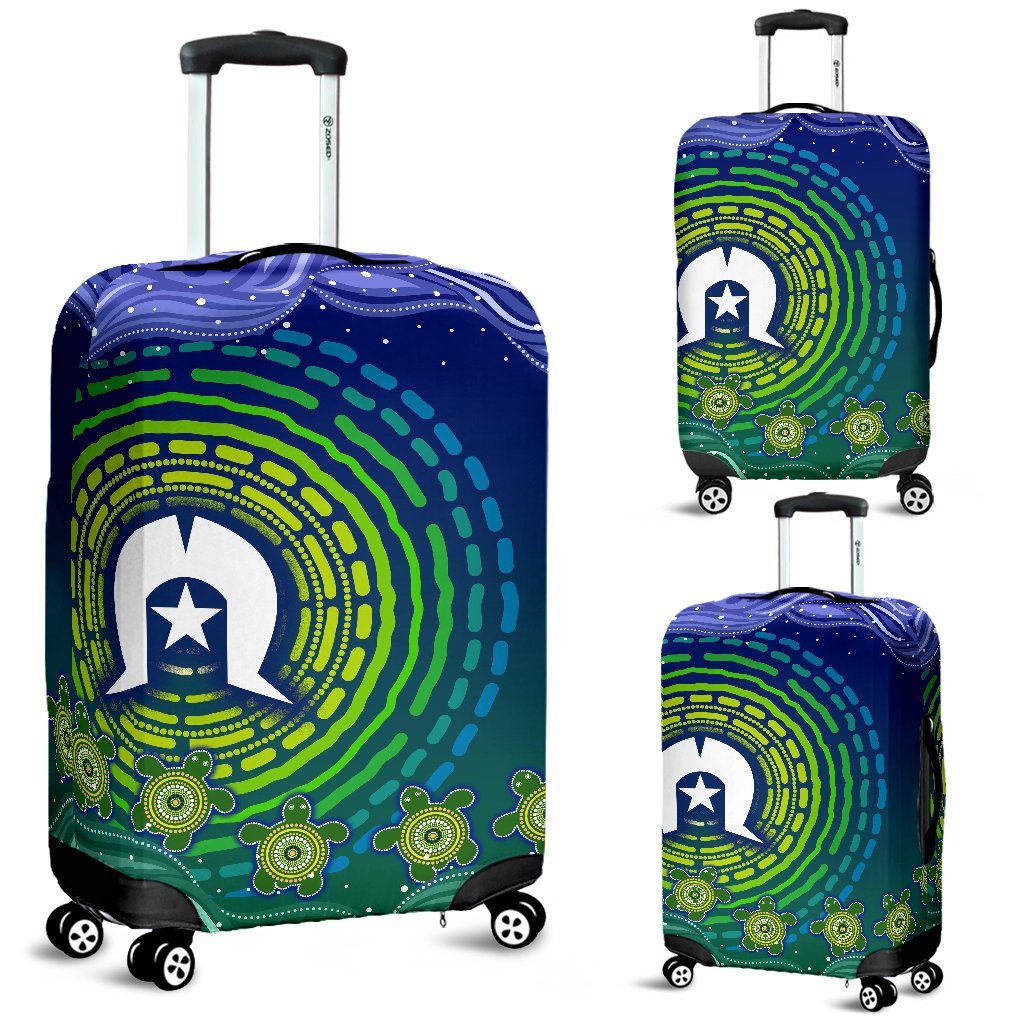 Torres Strait Islanders Luggage Covers - Aboriginal Turtle - Vibe Hoodie Shop