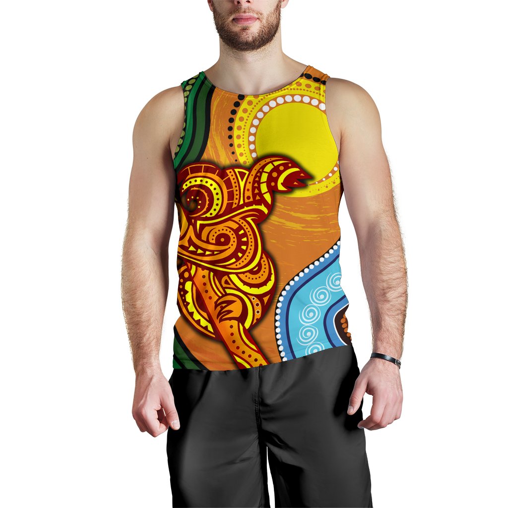 Men's Tank Top - Australian Aboriginal Dot Painting Koala - Vibe Hoodie Shop