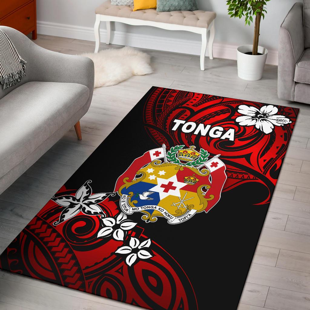 Mate Ma'a Tonga Rugby Area Rug Polynesian Unique Vibes - Red - Vibe Hoodie Shop