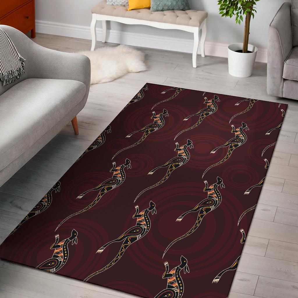 Area Rug - Kangaroo Rug Aboriginal Patterns Ver02 - Vibe Hoodie Shop