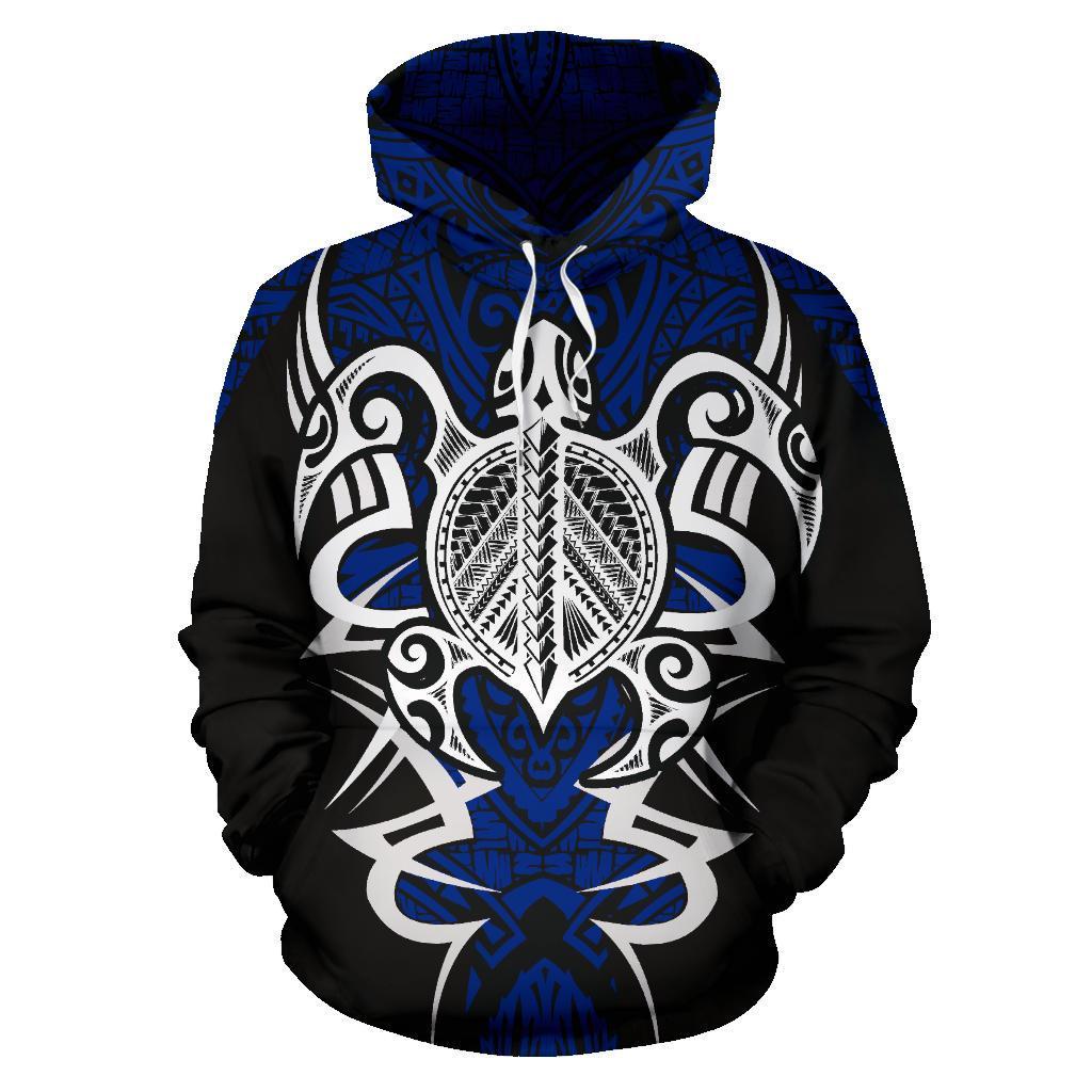 Hoodie Tonga Turtle Polynesian Blue - Armor Style - Vibe Hoodie Shop