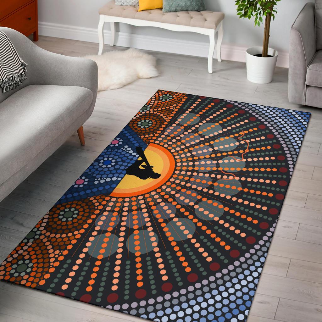 Area Rug - Didgeridoo Australia Rug Aboriginal Dot Painting - Vibe Hoodie Shop