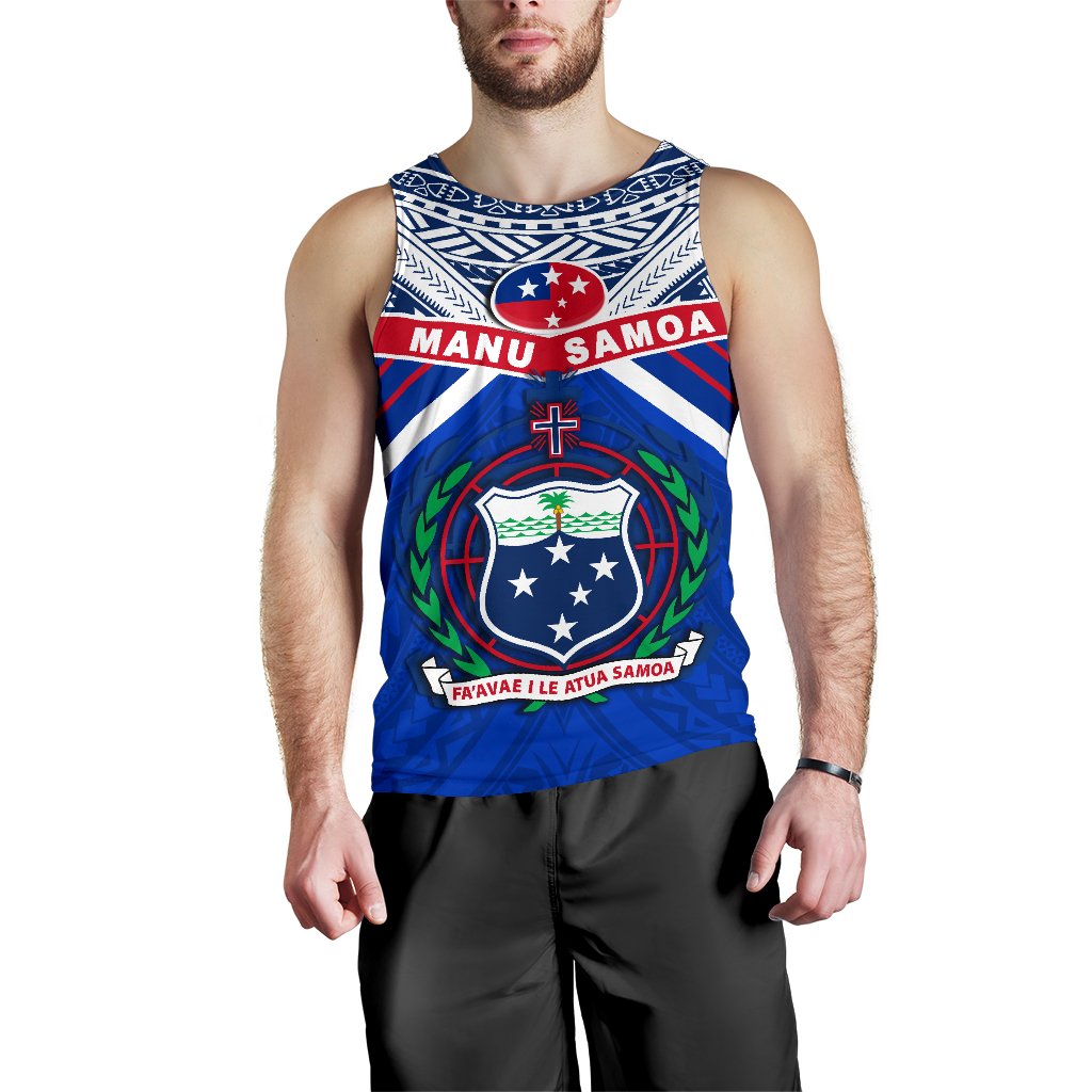 Manu Samoa Men Tank Top Simple Coat Of Arms Rugby - Vibe Hoodie Shop